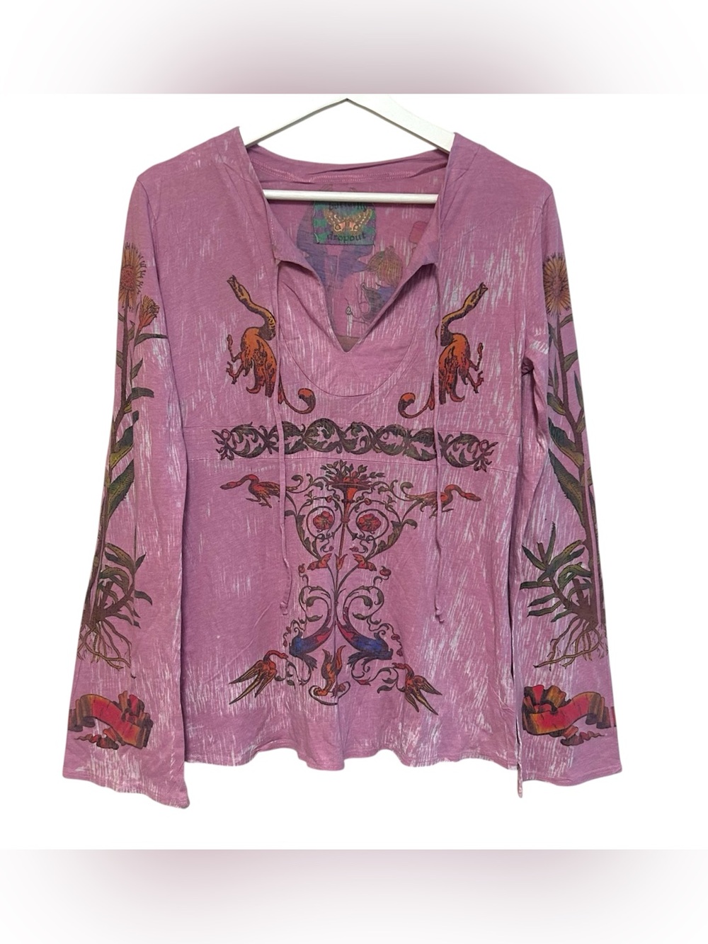 Y2K butterfly dropout M bell sleeve fairycore grunge top subliminal graphic art